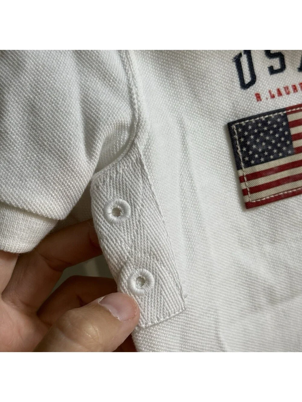 NWT Polo Ralph Lauren USA Big Pony Polo Shirt Youth Size 7 Unisex White